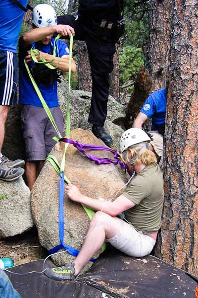 Pinned injured climber